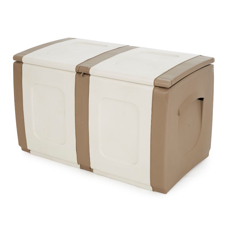 Homeplast Regular 52.83 Gallon Capacity Indoor Outdoor Heavy Duty Plastic Deck Box Storage Trunk for Pillows, Patio Cushions, & Firewood, Beige/White, 1 of 7