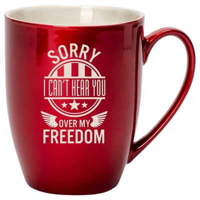 100 North United States of America 10 Ounce Cardinal Red Metallic Finish, Comfortably Fits Your Hands, New Bone China Coffee Tea Cup Mug, Sorry I