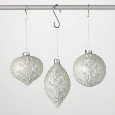 4"H  6"H & 4"H Sullivans Christmas Embellished Ornament Set of 3  White-Silver
