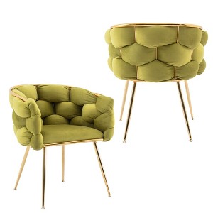 NicBex Velvet Accent Chair Set of 2 Modern Lounge Upholstered Armchair with Metal Legs for Bedroom,Living Room,Office - 1 of 4