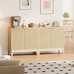 31.5'' Modern Fluted Buffet Cabinet Sideboard with Storage Wood Mid Century Coffee Bar Sideboard Credenza Accent Console Storage Cabinets - 1 of 4