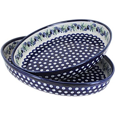 Blue Rose Polish Pottery 1600 Zaklady Oval Baker Set
