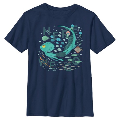 Summer Tops for Boys Fish Underwater Full Printed Short Sleeve Crew Neck Tees Youth T-Shirts