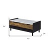 HomeRoots 47" White Black and Brown Faux Marble And Wood Lift Top Coffee Table With Drawer And Two Shelves - 3 of 4