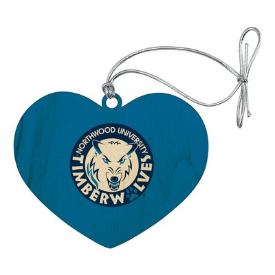 Northwood University Secondary Logo Heart Love Wood Christmas Tree Holiday Ornament