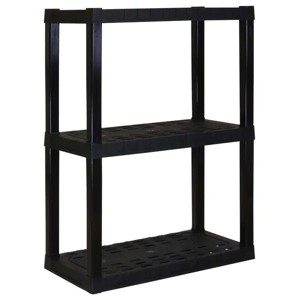 Plastic Shelves Garage Shelf Heavy Duty Shelving Unit 3-Tier 39"H x 14"D x 30"W Black-300 lbs - 1 of 4