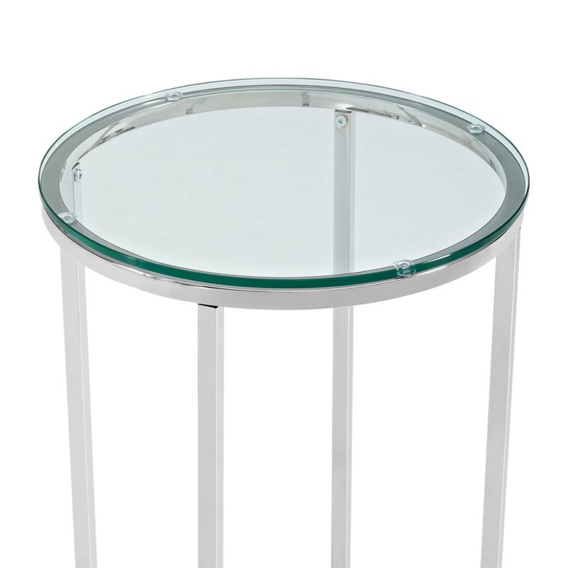 Set of 2 Vivian Glam X Leg Round Side Tables Glass/Chrome - Saracina Home, 5 of 10