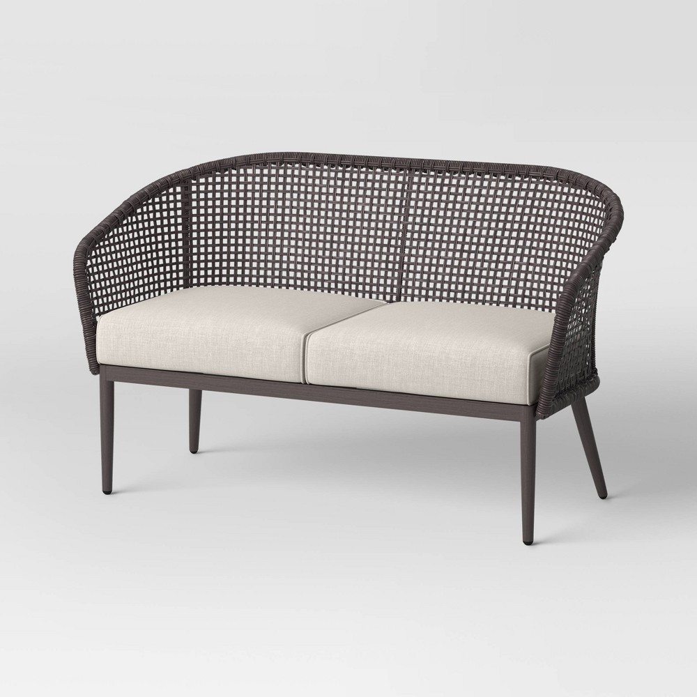 Photos - Garden Furniture Weybridge Wicker Weave Outdoor Patio Loveseat - Threshold™