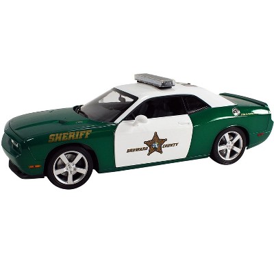 2009 Dodge Challenger R/T Green and White "Broward County Sheriff" Limited Edition to 252 pieces 1/18 Diecast Model Car by ACME