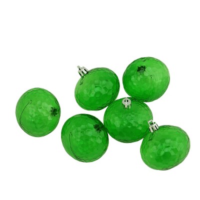 Northlight 6ct Transparent Shatterproof Hammered Christmas Disco Ball Ornament Set 2.5" - Green