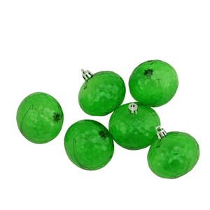 Northlight 6ct Transparent Shatterproof Hammered Christmas Disco Ball Ornament Set 2.5" - Green - 1 of 1