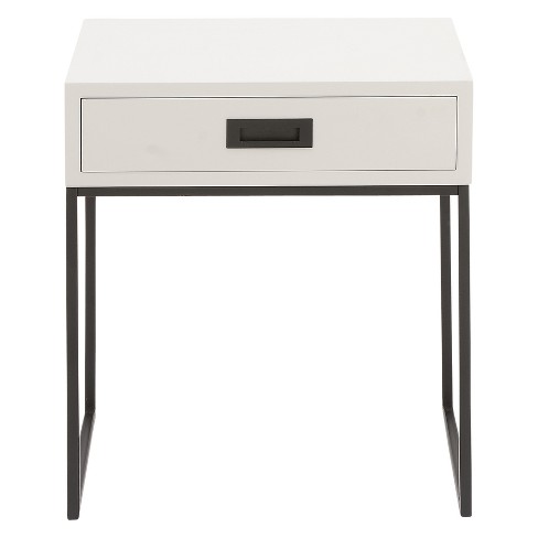 Wood And Metal Rectangular Accent Table With Drawer White/Black 