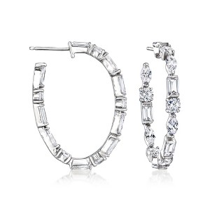 Ross-Simons 7.30 ct. t.w. CZ Hoop Earrings in Sterling Silver - 1 of 3