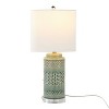 LumiSource (Set of 2) Casa 21" Contemporary Table Lamps Sage Green Crackle Ceramic, Polished Nickel, and White Linen Shade - 3 of 4