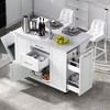 MAYEERTY Ktichen Island with Storage Tilt Trash Can Cabinet Pull Out Cabinet Rolling on 5 Wheels Drop Leaf 2 Drawers 1 Doors for Kitchen White - 4 of 4