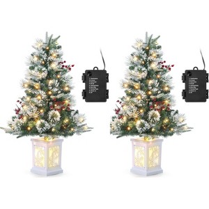 3Ft Prelit Artificial Christmas Tree with 78 Warm LED Imitation Fiber Optic Light, 8 Mode, Decor for Home - 1 of 4