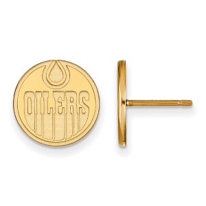 Black Bow Jewelry 14k Yellow Gold Edmonton Oilers NHL Stud Earrings - 1 of 3