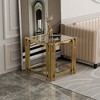 Dolonm Modern Stainless Steel & Glass End Table - 19.69" Square Gold Side Table with 8mm Tempered Glass Shelves - 3 of 4