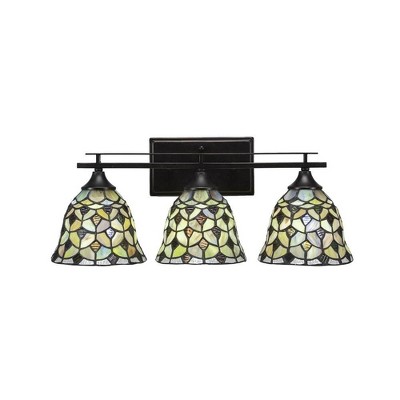 Toltec Lighting Uptowne 3 - Light Vanity in  Dark Granite with 7" Crescent Art Glass Shade