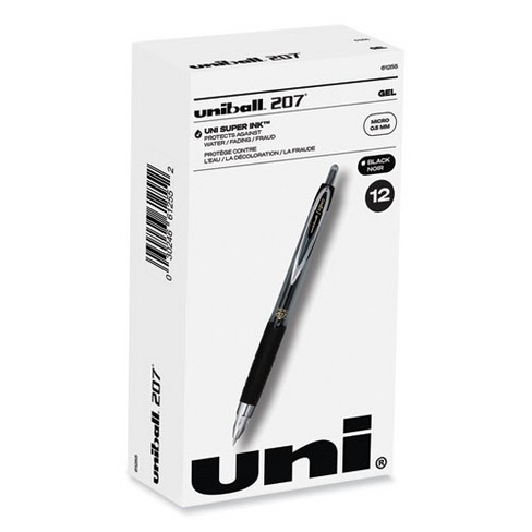 uniball Signo 207 Gel Pen, Retractable, Fine 0.5 mm, Black Ink, Smoke/Black Barrel, Dozen - image 1 of 4