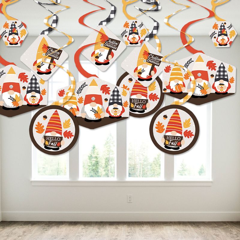 Big Dot of Happiness Fall Gnomes - Autumn Harvest Party Hanging Decor - Party Decoration Swirls - Set of 40, 3 of 9