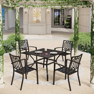 Captiva Designs 5pc Steel Outdoor Patio Dining Set: Weather-Resistant, UV-Resistant, No Cushion, 37" Square Table - 1 of 4