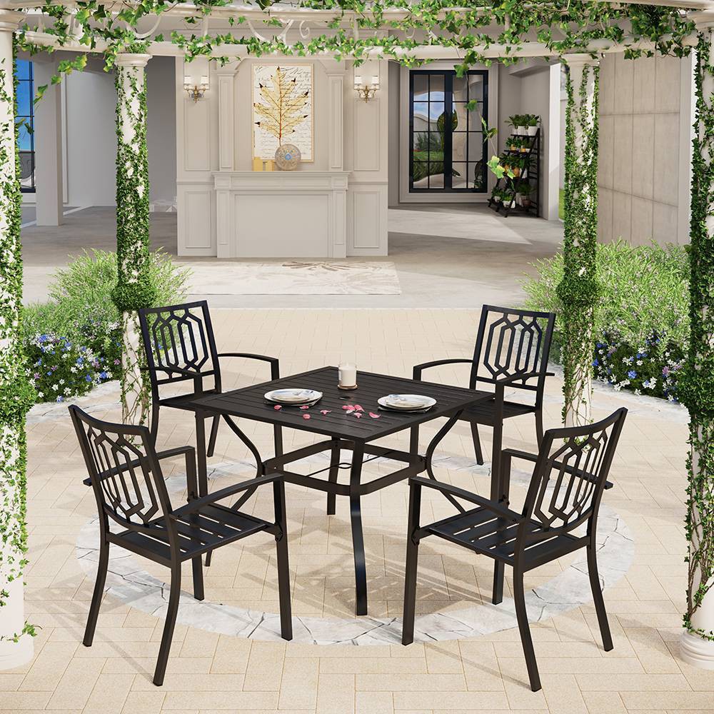 Photos - Garden Furniture Captiva Designs 5pc Steel Outdoor Patio Dining Set with 37" Square Table B