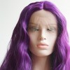 Unique Bargains Women's Long Fluffy Curly Wavy Lace Front Wigs with Wig Cap 24" Purple 1PC - image 4 of 4