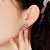 Guili Sterling Silver Rose Gold Plated Clear and Morganite Round Cubic Zirconia Stud Earrings, a Delicate and Elegant Jewelry Piece for Chic Style - 2 of 4