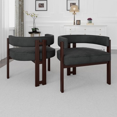 Marisa Teddy Dining Chairs Set of 2,Modern Design Armrest Dining Chair With Three Legs For Dining Room,Indoor Furniture - Maison Boucle