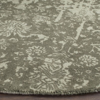 Handmade Light Sage and Grey Wool Tufted Accent Rug, 2' x 3'