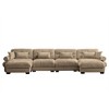 Aukfa Camel Velvet Large  Sofa with Bolster Armrests, Waist & Throw Pillows – Modern Couch for Living Room, Bedroom or Office - 3 of 4