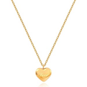 Tiny Heart Pendant Necklace 18K Gold Silver Plated Valentine Jewelry - 1 of 4