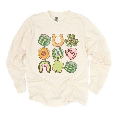 Simply Sage Market Women's St. Patrick's Charm Chart Long Sleeve Garment Dyed Tee