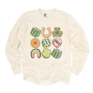 Simply Sage Market Women's St. Patrick's Charm Chart Long Sleeve Garment Dyed Tee - 1 of 4