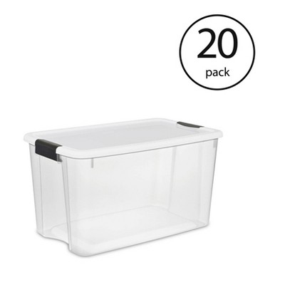 Sterilite 116 Quart Ultra Latching Clear Plastic Storage Tote Container, 20 Pack