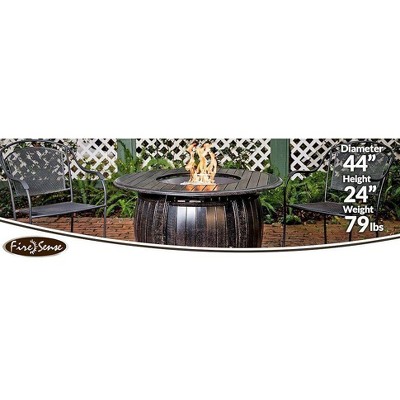 Round Bronze Aluminum Gas Fire Pit Table with Fire Bowl Lid
