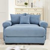 54.3" Corduroy Fabric Oversized Modular Sectional Couch with Extra-Thick Armrests, Throw Pillows and Ottoman - 3 of 4
