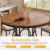 Okak Rustic Industrial Large Round Dining Table with Sturdy Metal Base,Minimalist Kitchen Dinner Table for Dining Room,Breakfast Nook - 3 of 4