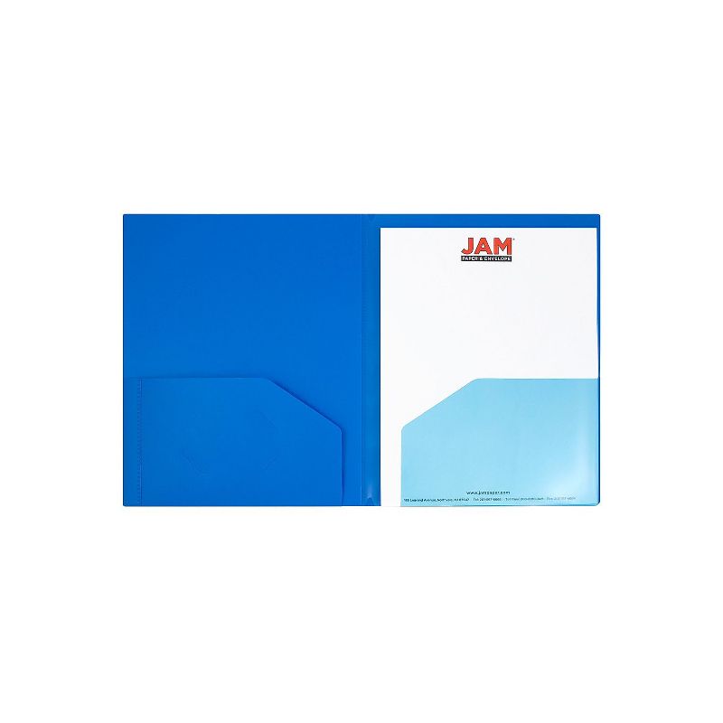 JAM Paper Heavy Duty Plastic Multi-Pocket Folders 4 Pocket Organizer Blue 389MP4BU, 2 of 4
