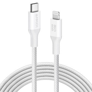 Anker 10' Bio-Braided Lightning to USB-C ECO Friendly Fast Charging Cable - White - 1 of 4