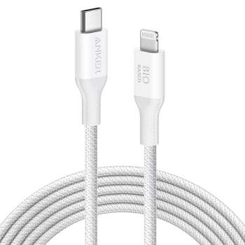 Anker 10' Bio-Braided Lightning to USB-C ECO Friendly Fast Charging Cable - White