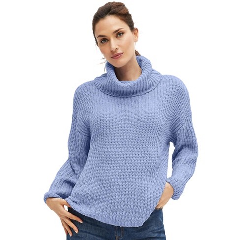 Ellos Women s Plus Size Chenille Turtleneck Sweater 18 20 Periwinkle Mist Target