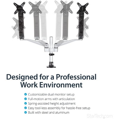 Silver and Black Dual Monitor Mount with Full-Motion Arms