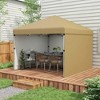 Resenkos Backyard Garden Canopy, Camping Canopy Screen Tent,10' x 10' Pop Up Canopy with Sidewalls, Weight Bags and Carry Bag, Beige - 2 of 4