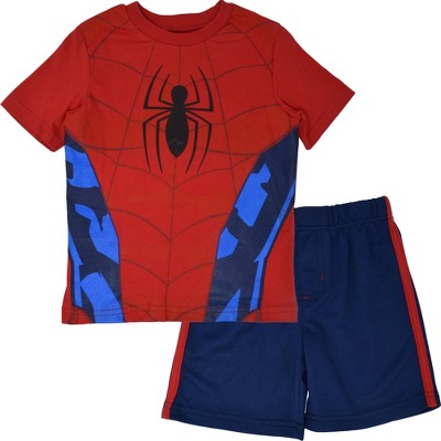 Spider-Man 2 Piece Toddler Little Boys Tank and Shorts Outfit Set 