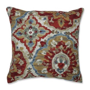 Zari Harvest Square Throw Pillow Red - Pillow Perfect, Beige Red Blue