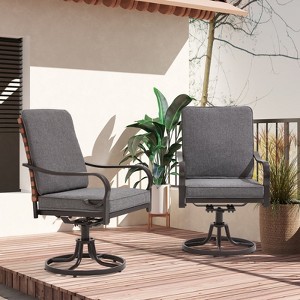 EROMMY Outdoor Dining Chairs Set Of 2, Heavy Duty Swivel Patio Chairs With Thickened Cushions, Metal Patio Chairs Gentle Rocker For Outside - 1 of 4