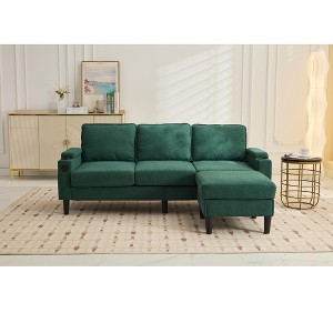 VASIP Green 3-Seat Storage Sofa Bed with Ottoman - L-Shaped Sectional Couch for Small Spaces, Compact Apartment Living Room Furniture - 1 of 4