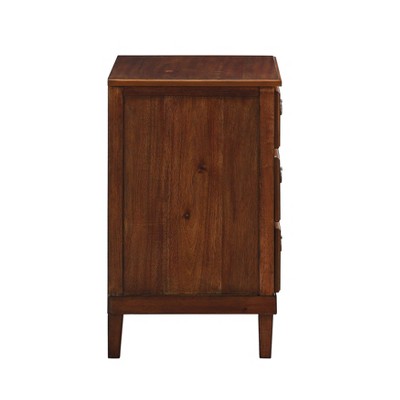 Cambridge Brown Acacia Veneer 3-Drawer Nightstand